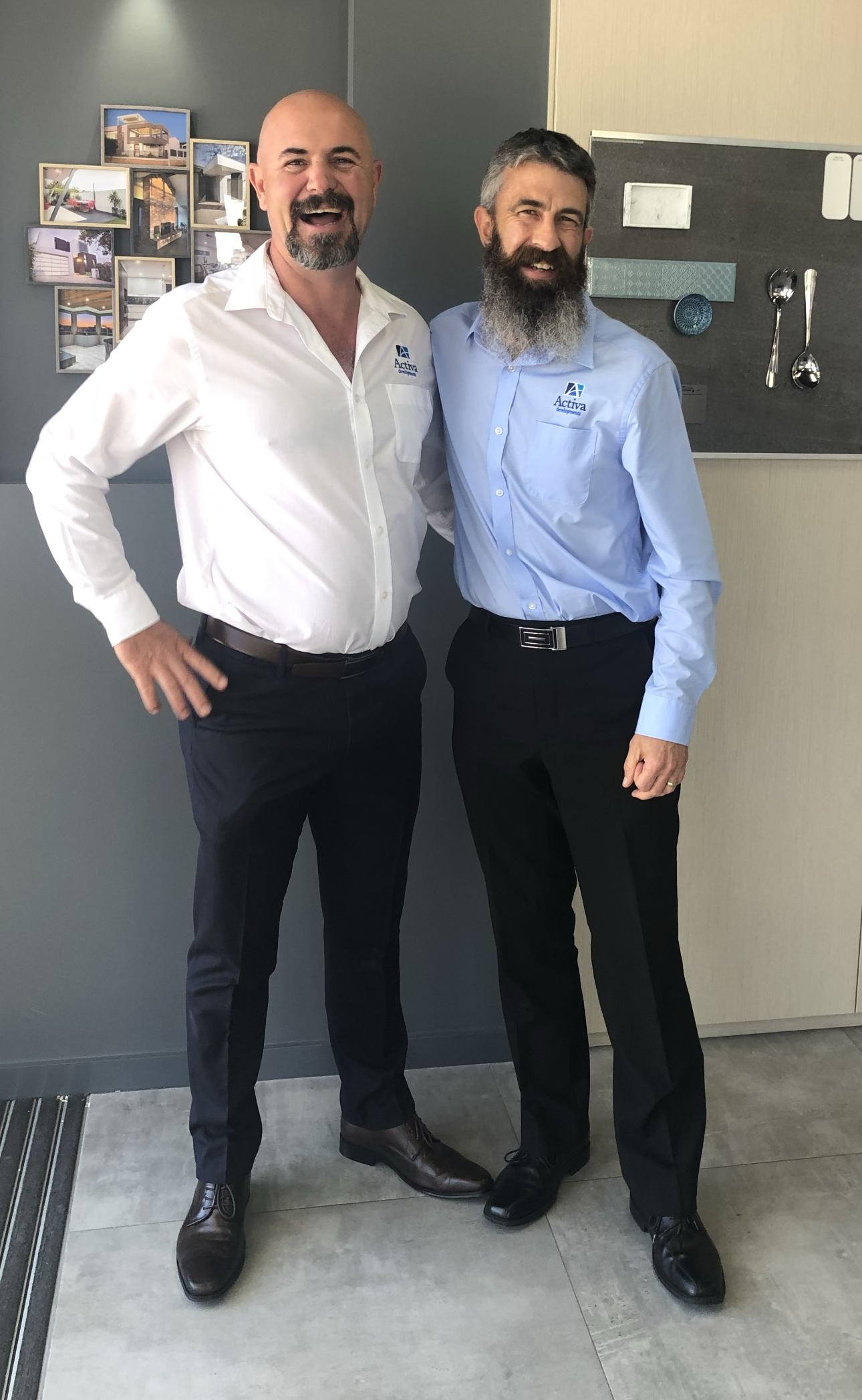 Jason Janssen and Peter Burnside in the Activa Homes showroom